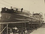[Boat in dry dock at Wilmington, ca. 1915]