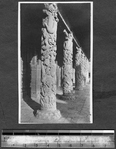 Pillars at the temple of Confucius, Qufu, Shandong, China, ca.1900-1910