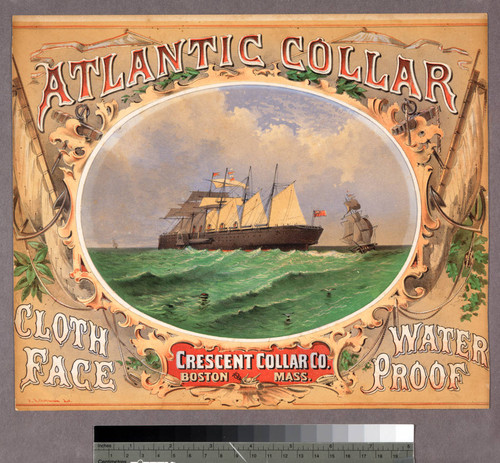 Atlantic collar : cloth face : water proof : Crescent Collar Co. Boston Mass