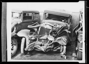 Wrecked cars, Southern California, 1931