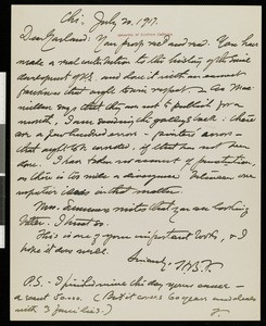 Henry Blake Fuller, letter, 1917-07-20, to Hamlin Garland