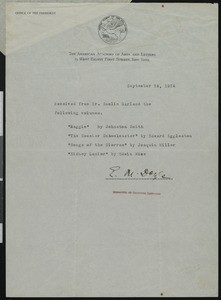 E.M. Doyle, letter, 1924-09-24, to Hamlin Garland