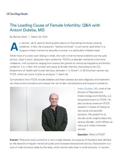 The Leading Cause of Female Infertility: Q&A with Antoni Duleba, MD