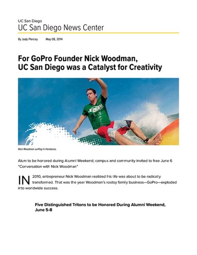 For GoPro Founder Nick Woodman, UC San Diego was a Catalyst for Creativity
