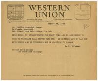 Telegram from J. H. LeFeaver to William Randolph Hearst, August 24, 1932