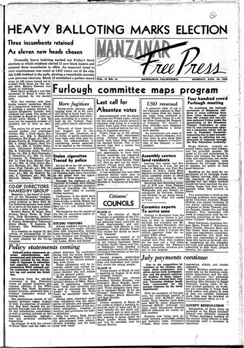Manzanar free press, August 24, 1942