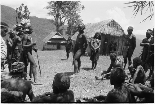 Dispute in Tuguma: disagreement between Mbi (right) over Krp's (left) shooting of Mbi's pig