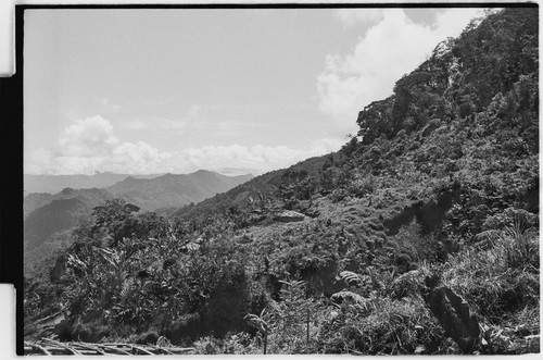 Houses on mountain slope, seen from a distance