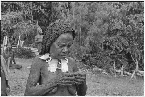 Woman wearing shell valuables