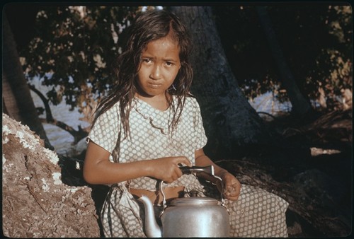 Young girl in French Polynesia, Oramatoua's Fa'amu daughter