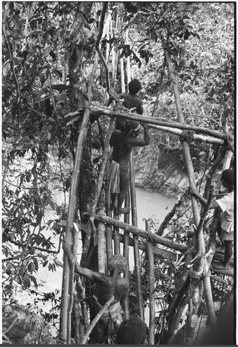 Bridge-building: overhead view of bridge deck