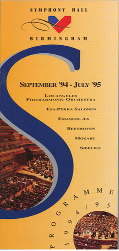 Program book for the September 2, 1994 concert of the Los Angeles Philharmonic at Symphony Hall, Birmingham England