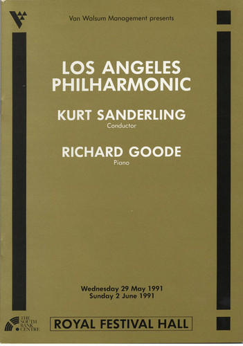 Program book for concerts of the Los Angeles Philharmonic Orchestra at the Royal Festival Hall, May and June 1991