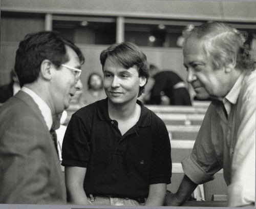 Gerard Mortier, Esa-Pekka Salonen, and Ernest Fleischmann at Salzburg Festival, Austria