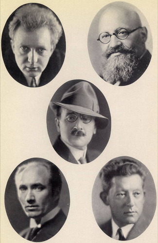 Photograph of Leopold Stokowski, Alfred Hertz, Emil Oberhoffer, Karl Krueger and Artur Rodzinski