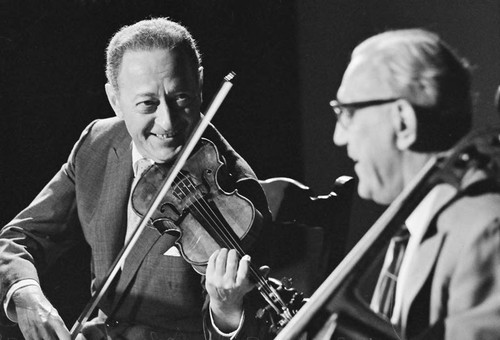 Photograph of Jascha Heifetz and Gregor Piatigorsky