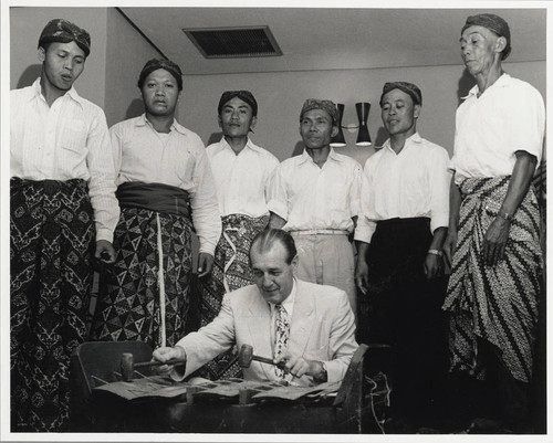 Alfred Wallenstein with Gamelan ensemble in Singapore