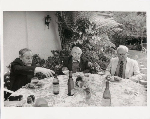 Photograph of Pierre Boulez, Nicolas Slonimsky and David Raksin