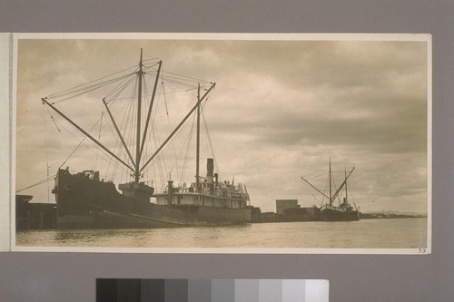 [Lumber schooners at loading dock. Redwood Manufacturers Company. Pittsburg, California.]