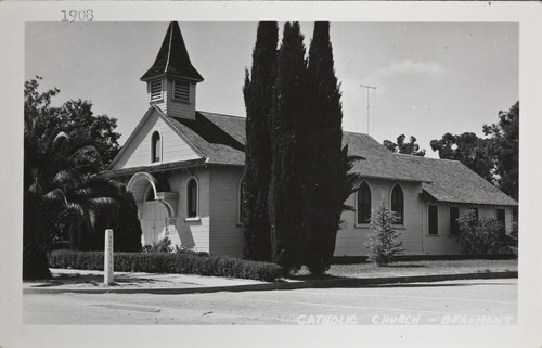 The San Gorgonio Catholic Church at 7th and Palm, on the southwest corner