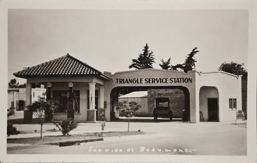 Triangle Service Station on the south side intersection of 6th and California and Grace Streets, the 100 block of Beaumont