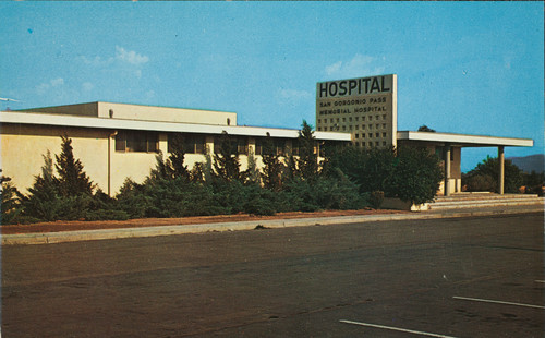 A postcard of the San Gorgonio Pass Memorial Hospital