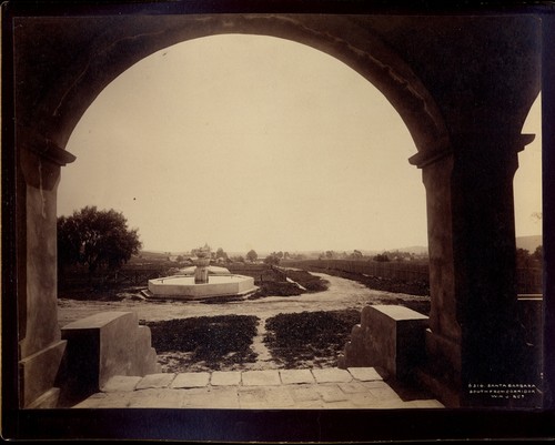 South from corridor, Mission at Santa Barbara