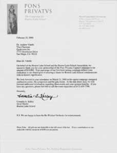 Letter, Cornelia A. Kelley to Andrew Viterbi, February 25, 2000