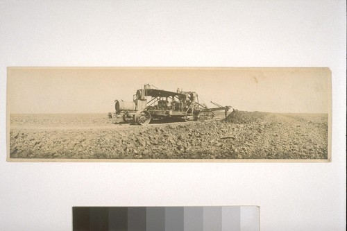 Austen Ditcher bought about 1910 by Solano Irrig. [irrigation] Farms, sold to River Farms 1916 - Ditch being dug - Yolo Co. [county] District 108