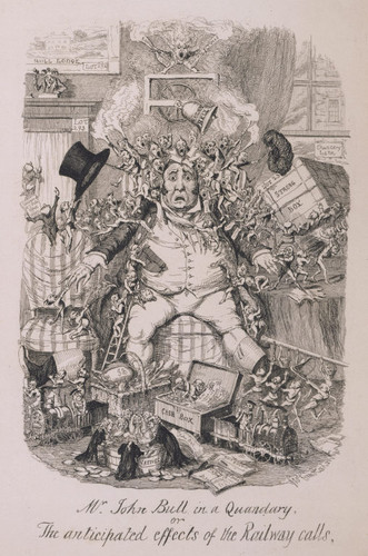 Mr. John Bull in a Quandary, or the anticipated effects of the Railway Calls from George Cruikshank's Table Book, number 11