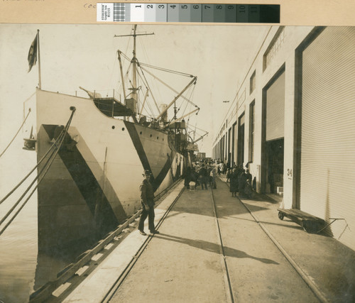 [Photograph of a steamship at the Municipal Wharf]