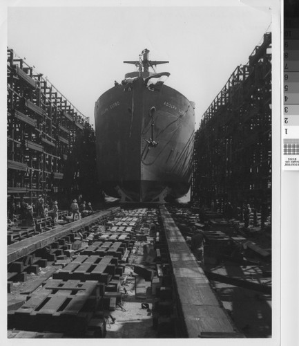 [Photograph of the liberty ship Adolph Sutro at launching]