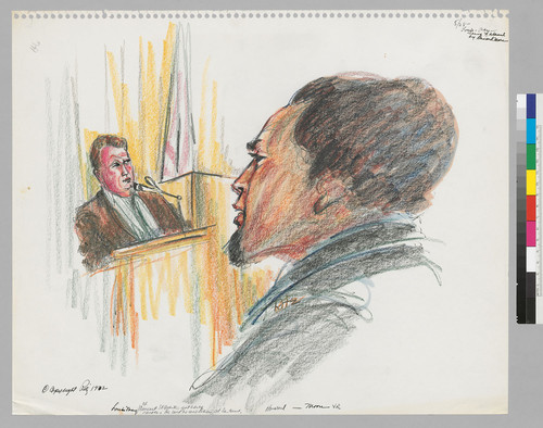 [recto]: 5/28/72 Louis May, being cross-examined by Howard Moore, Jr