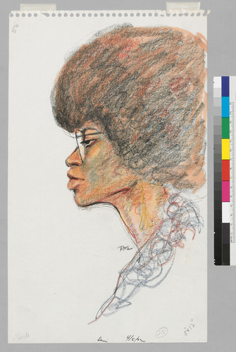 4/5/72 Angela Davis. [Profile Drawing]