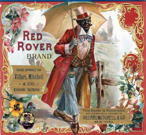 Crate label, "Red Rover Brand." Packed expressly for Villari, Mitchell & Co. Riverside, Calif