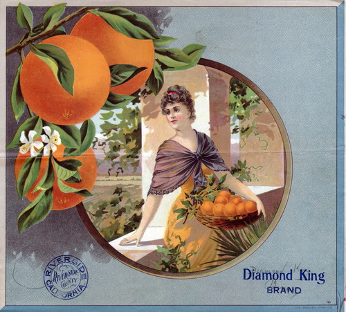 Crate label, "Diamond King Brand." Riverside, Calif
