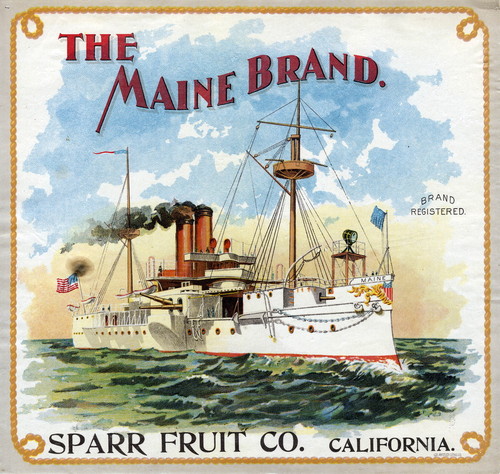 Crate label, "The Maine Brand." Sparr Fruit Co., California