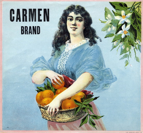 Crate label, "Carmen Brand."