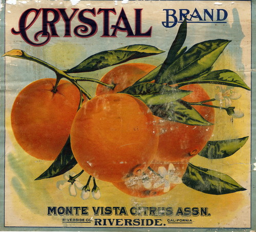 Crate label, "Crystal Brand." Monte Vista Citrus Assn. Riverside, Calif