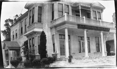 Exterior of the A.J. Roberts, Sons & Co. Undertakers building, 1415 Central Ave. Los Angeles, California