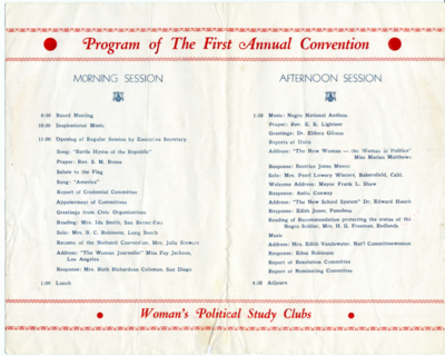 First annual convention of Woman's Political Study Clubs