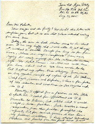 Letter from Carl J. Johnson to Frederick A. Roberts regarding employment prospects at the end of World War II