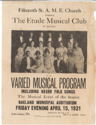 Fifteenth St. A.M.E. Church presents The Etude Musical Club of Oakland