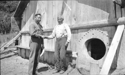 Requa: The Brooks house, with Harry Roberts, Sr., and Surgone George in front. [A. R. P.: Billy Brooks, Jimmie James indentified 7/8/1971.]