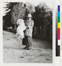 [Gertrude Stein and her jumping poodle, Basket.]