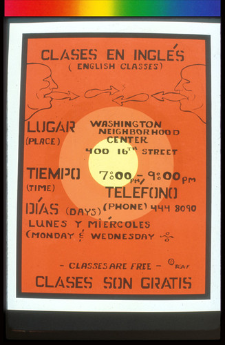 Clases en Inglés, Announcement Poster for