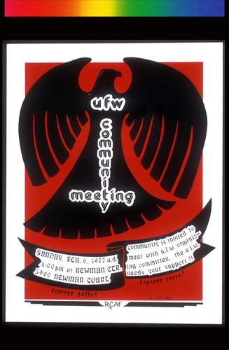 United Farm Workers Community Meeting, Announcement Poster for