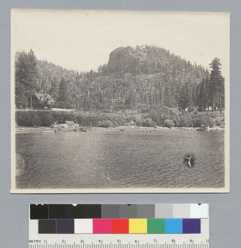 Mountain lake with house and barn, Glen Alpine. [photographic print]