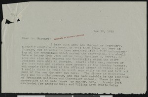 Hamlin Garland, letter, 1913-11-19, to Robert O. Hayward