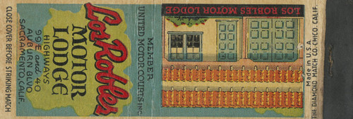 Matchbook cover for Los Robles Motor Lodge on Auburn Blvd